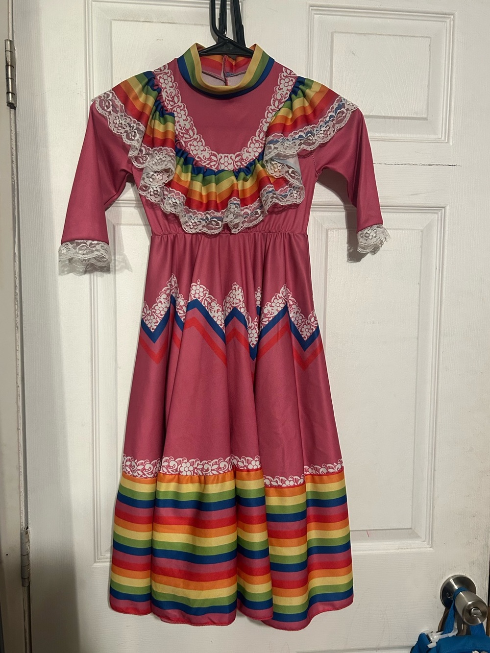 Girls' Pink Mexican Ruffle Dress